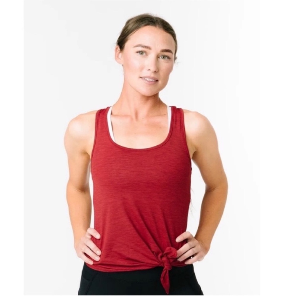 Zyia Active Knot Just a Cute Tank top red sleeveless breathable knot front